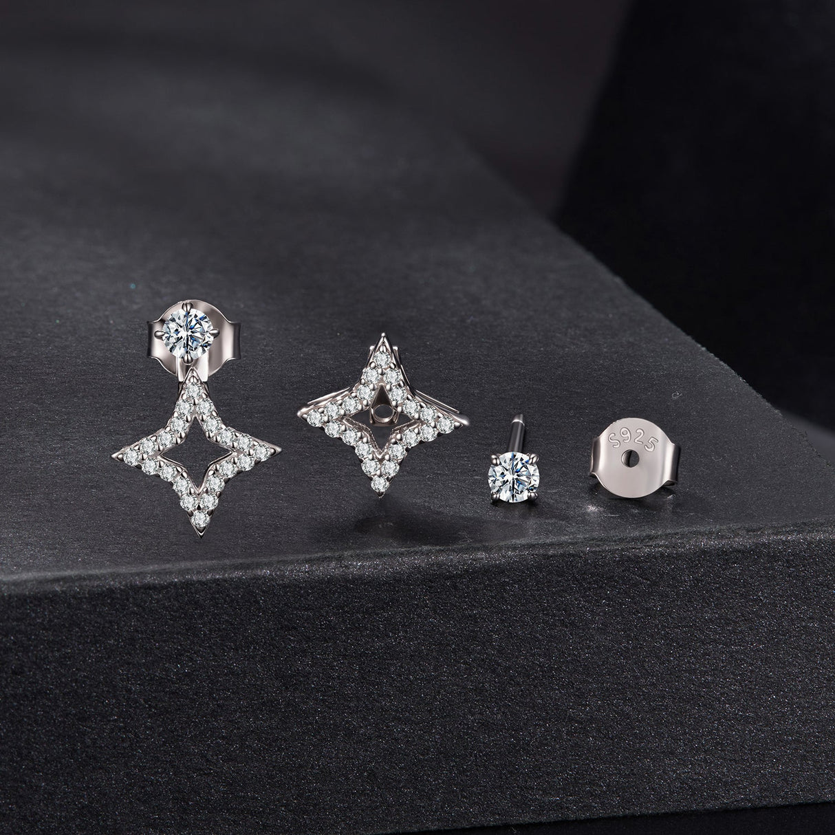 925 Sterling Silver Moissanite 0.1ct Earrings for Women