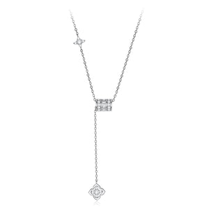 925 Sterling Silver White Gold Plated Moissanite Four Leaf Clover 40+5cm Necklace for Women