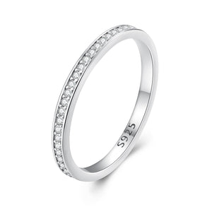 925 Sterling Silver 1.0mm Moissanite Platinum Plated Ring Size 5 for Women