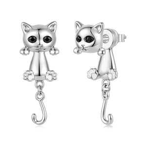 Brass & S925 Silver Earrings | 2.8*1.1cm | White Gold Plated with Pavé Setting CZ for Women