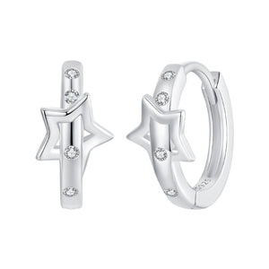 925 Sterling Silver & White Gold Earrings with Pavé Setting CZ - 12x6mm for Women