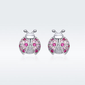 925 Sterling Silver Earrings with Pavé Setting CZ 1x0.9cm for Women