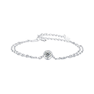 925 Sterling Silver 0.50 Carat Moissanite Bracelet for Women - 15+6cm - Plated White Gold