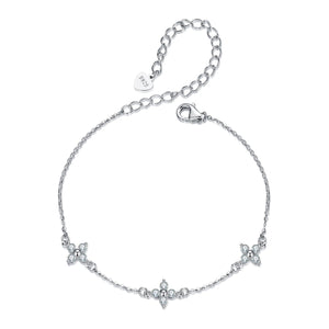 925 Sterling Silver & Plated White Gold Moissanite Bracelet 15+6cm for Women