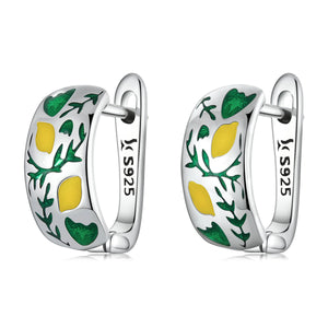 925 Sterling Silver Earrings for Women - Enamel Process - Oxidized Silver - 1.4x0.6 cm