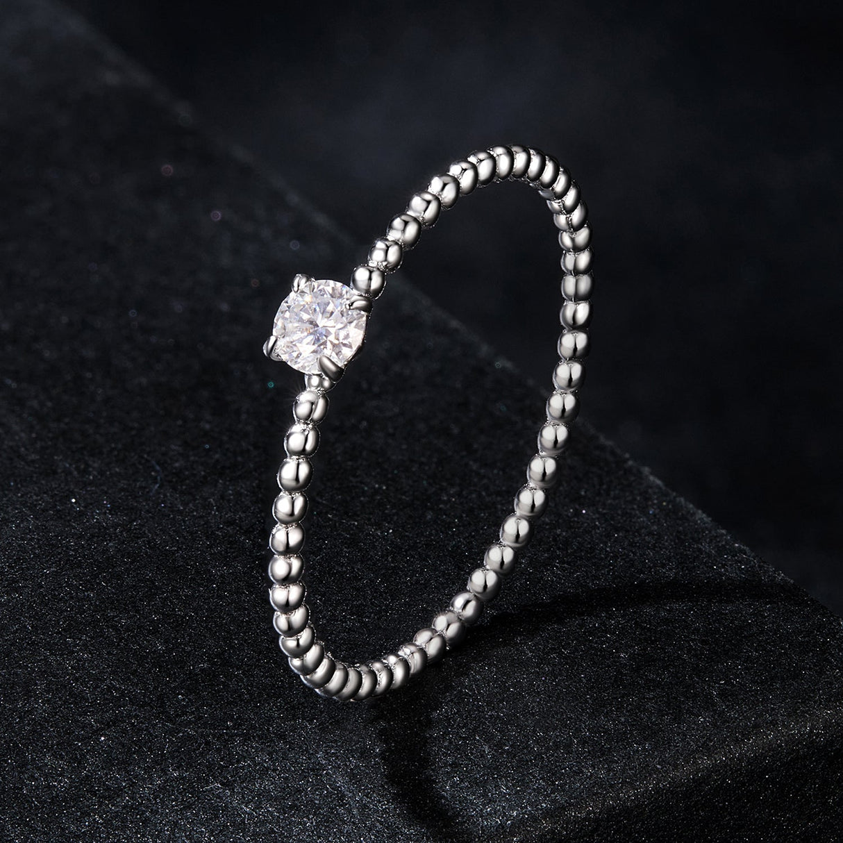 925 Sterling Silver 3mm Moissanite Ring for Women - Size 6
