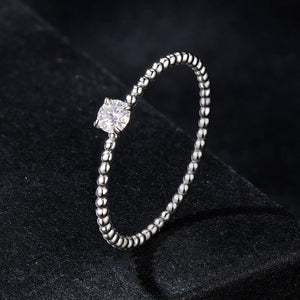 925 Sterling Silver 3mm Moissanite Ring for Women - Size 6