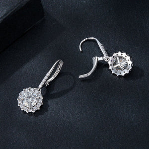 925 Sterling Silver Moissanite 1ct Earrings 26x11mm Pavé White Gold for Women