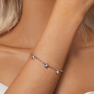 925 Sterling Silver White Gold Plated CZ Bracelet for Women