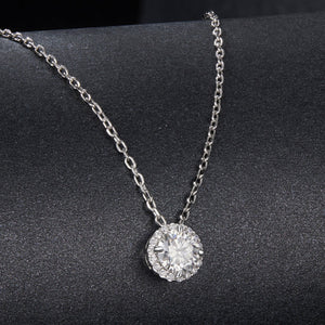 925 Sterling Silver Moissanite Necklace 40+5cm with Pavé Setting for Women