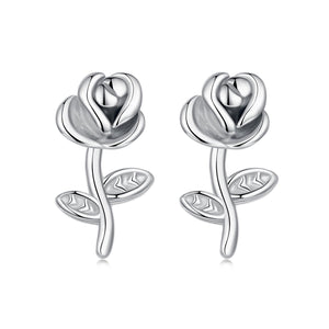 925 Sterling Silver Earrings plated with White Gold, 0.9*0.5cm for Women
