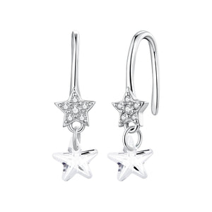 925 Sterling Silver Earrings with Pavé Setting CZ, White Gold Plating, 2.1*0.6cm, for Women