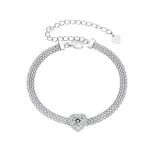 925 Sterling Silver & 1 Carat Moissanite & CZ White Gold Plated Bracelet for Women