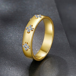 925 Sterling Silver Moissanite Gold Plated Ring for Women, Size 6