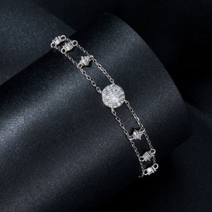 925 Sterling Silver 5.0mm Moissanite Bracelet with CZ and White Gold Plating for Women