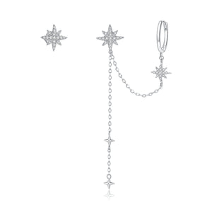 S925 Sterling Silver Earrings with CZ in Pavé Setting, 5.9cm Length, 1cm Size for Women