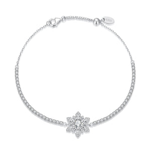 925 Sterling Silver Adjustable Bracelet with Pavé Setting CZ and White Gold Plating for Women