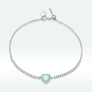 925 Sterling Silver Adjustable Bracelet with Translucent Opal and CZ for Women
