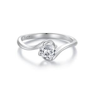 925 Sterling Silver 5mm Moissanite Ring for Women
