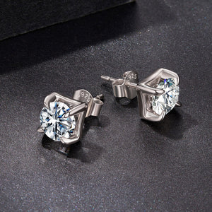 925 Sterling Silver & Moissanite Earrings - White Gold Plated, 0.5ct, Style S for Women