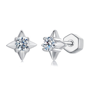 925 Sterling Silver 0.1 Carat Moissanite Earrings for Women