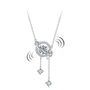 925 Sterling Silver White Gold Plated Moissanite CZ Pavé 40+5cm Necklace for Women