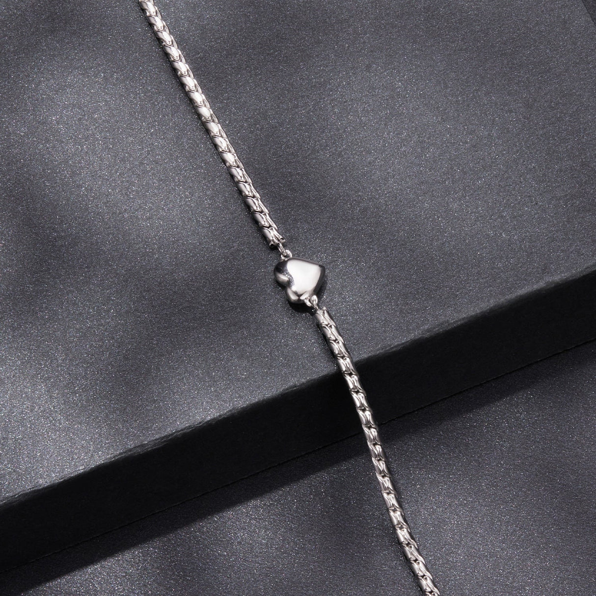 925 Sterling Silver Moissanite Heart Bracelet for Women - Silver - 15+6cm Length, 0.3cm Thickness
