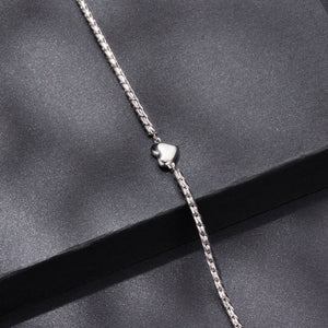 925 Sterling Silver Moissanite Heart Bracelet for Women - Silver - 15+6cm Length, 0.3cm Thickness