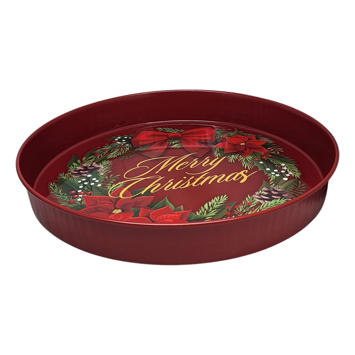 Huge Deep Round 13.5" Tray - Merry Christmas
