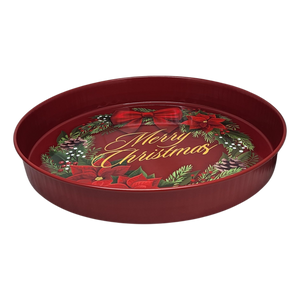 Huge Deep Round 13.5" Tray - Merry Christmas