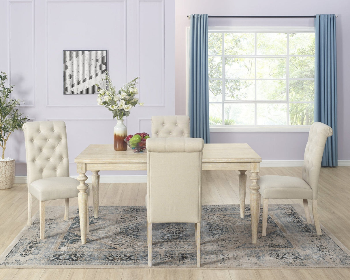 Driva 5 - Piece Dining Set with Turned - Leg Table and 4 Tufted Chairs - Dining Room Sets