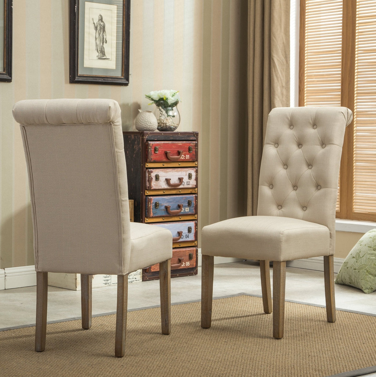 Driva 5 - Piece Dining Set with Turned - Leg Table and 4 Tufted Chairs - Dining Room Sets
