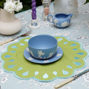 Droplet Green Round Fabric Placemat