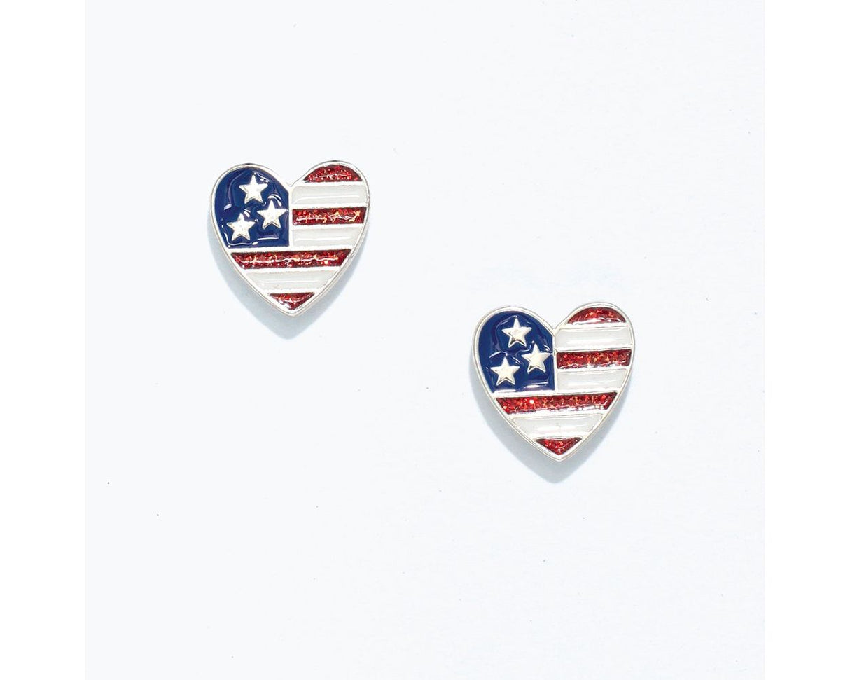 Patriotic Heart Earrings – American Flag Design