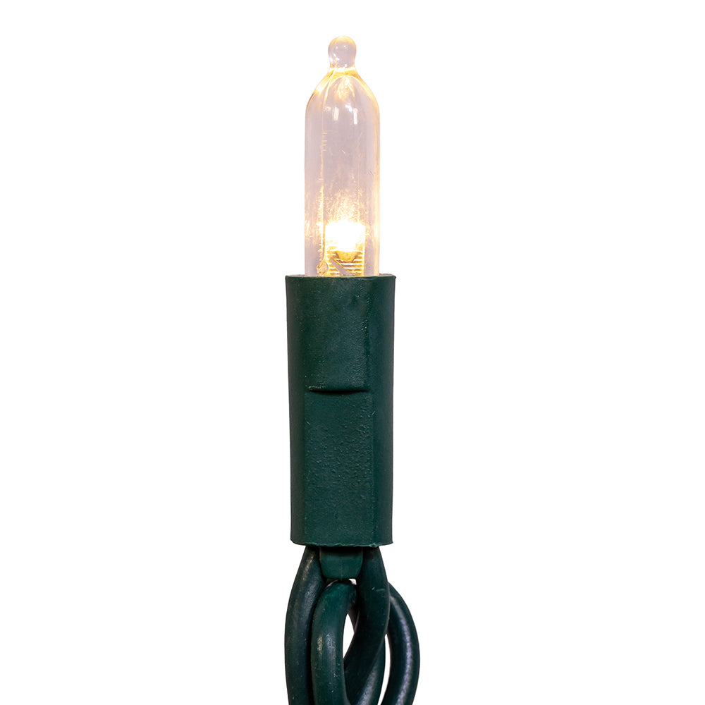 50-Light Warm White Miniature Clear LED String Light Set With Green Wire
