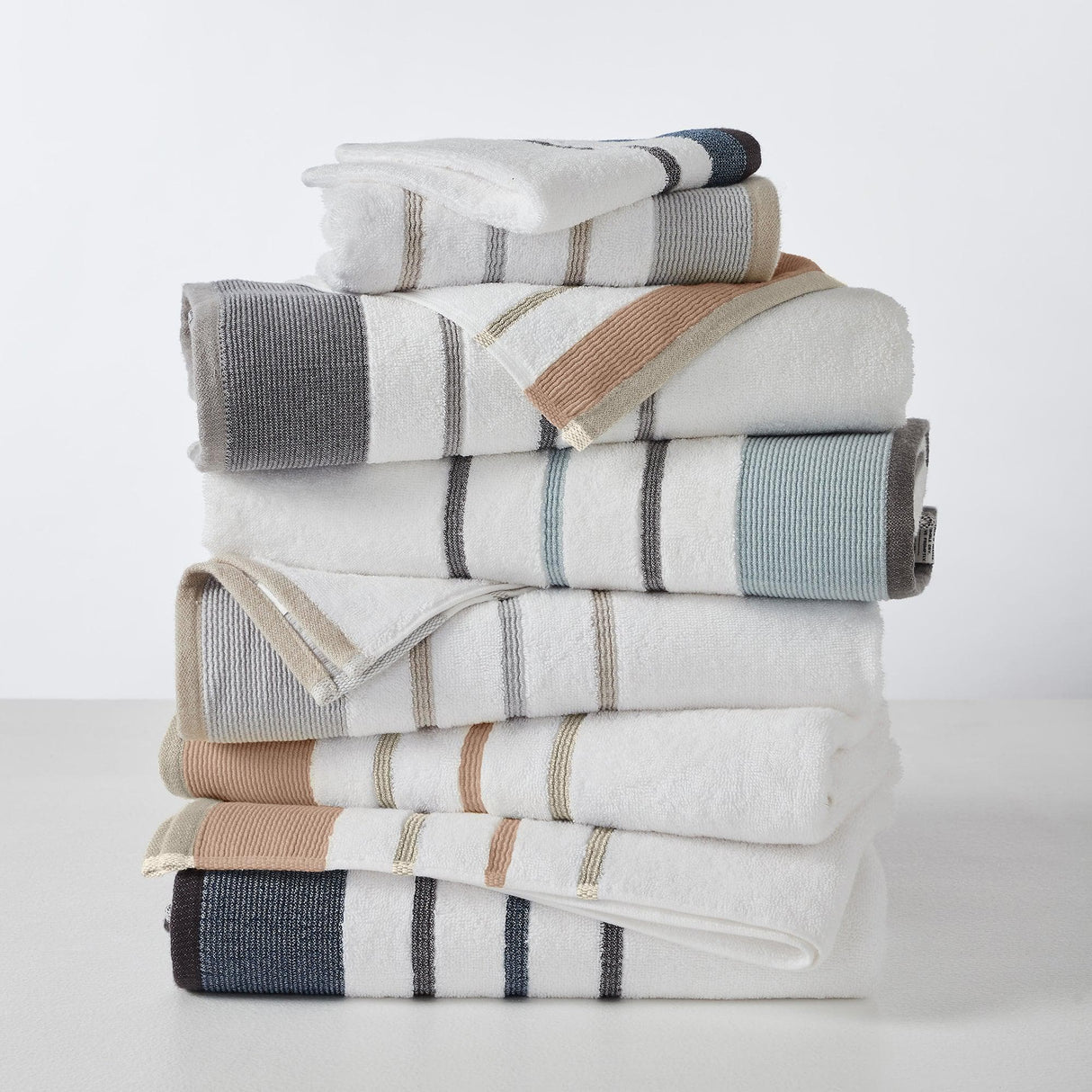 Decorative Cotton Stripe Bath Towel Set - Noelle Collection