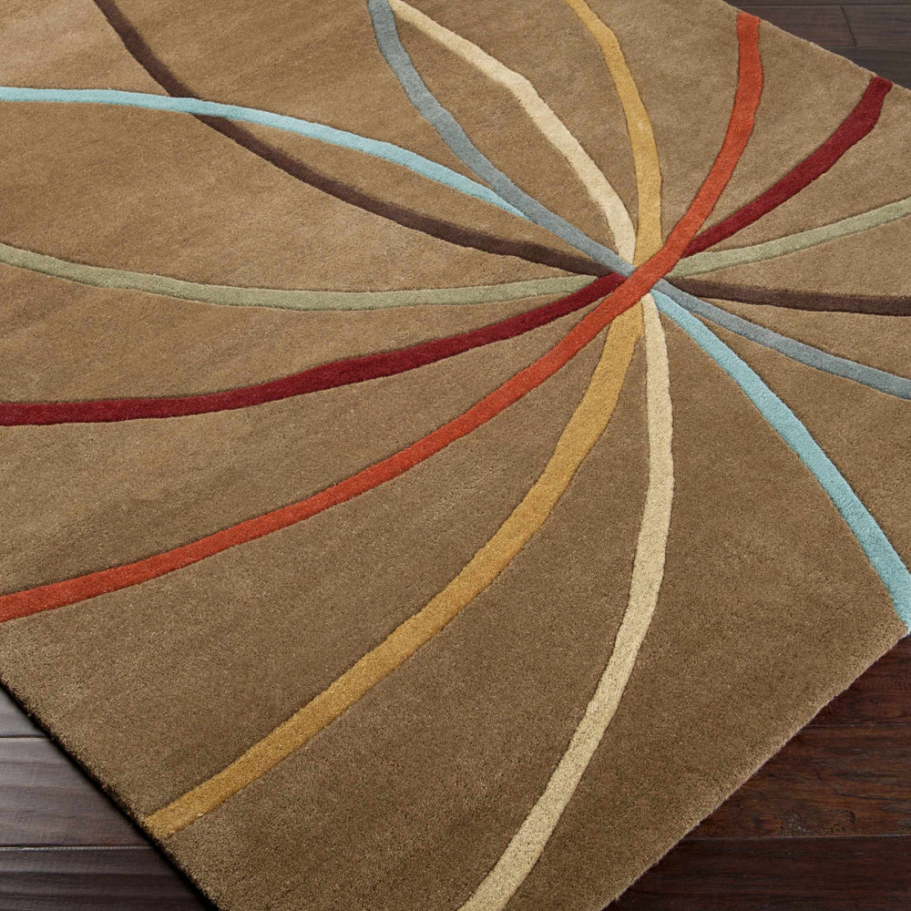 Davison Brown Geometric Modern Wool Rug