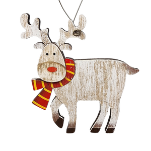 Rustic Wooden Reindeer Ornament -