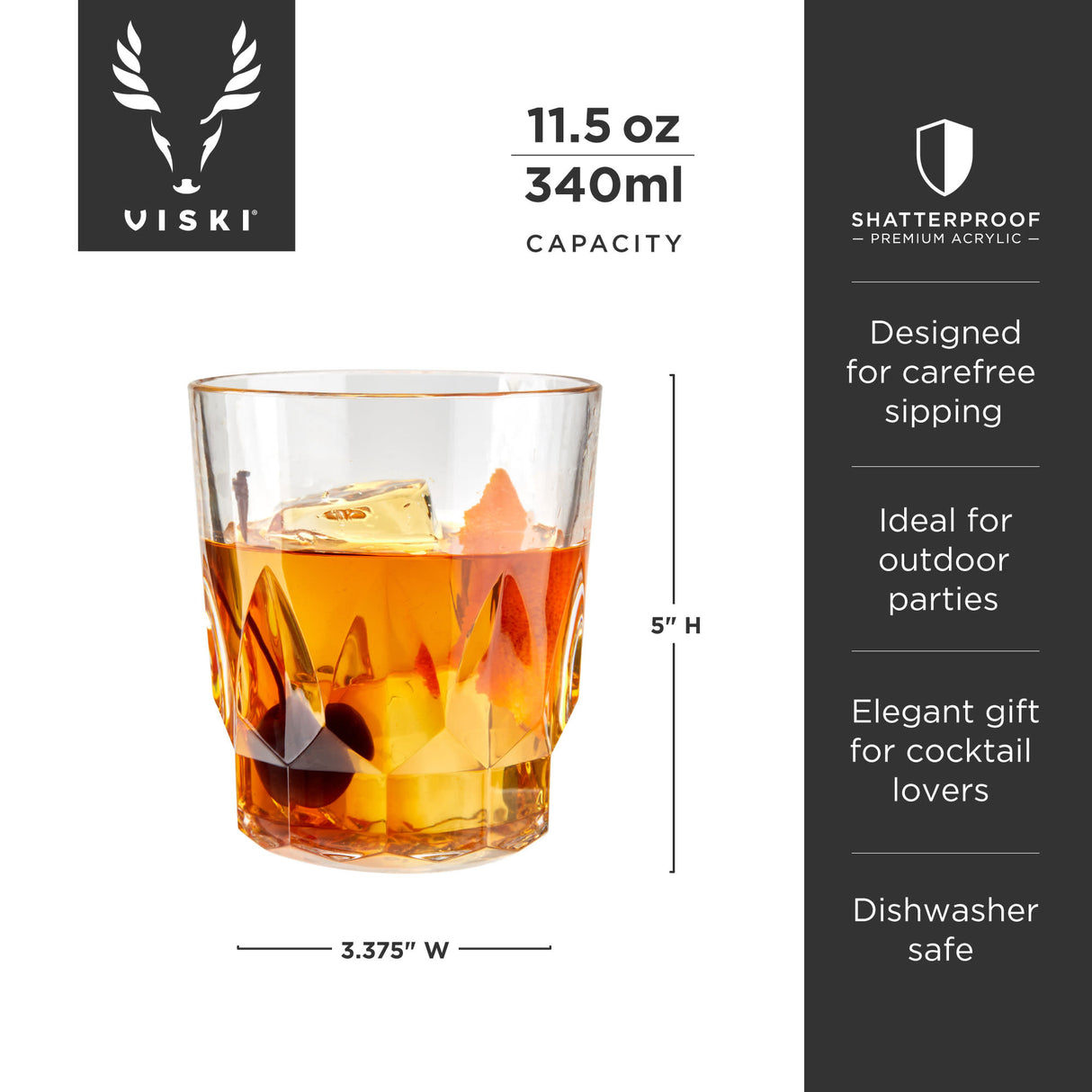 Shatterproof acrylic rocks tumblers viski®