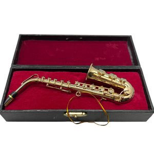 Brass Saxophone Ornament In A Case