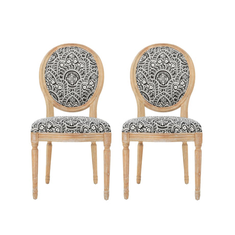 Dynamic Upholstered Dining Chair with Round Backrest and Fluted Legs, Set of 2 - Dining Chairs
