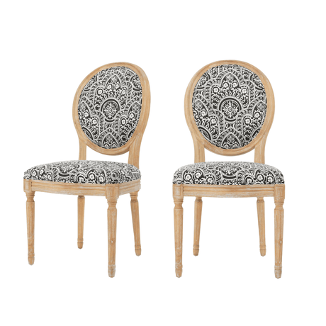 Dynamic Upholstered Dining Chair with Round Backrest and Fluted Legs, Set of 2 - Dining Chairs