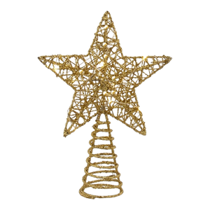 6" Battery Operated Lighted Gold Tree Topper