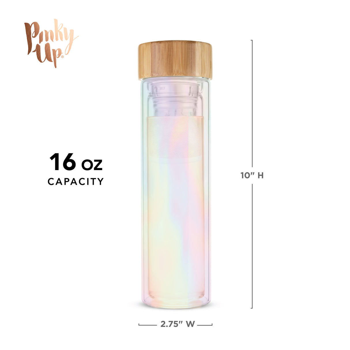 Blair™ iridescent glass travel infuser mug by pinky up