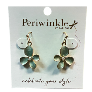 Dogwood Flower Earrings – Greenish Blue