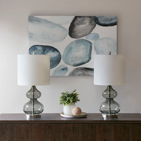 Elliptical Glass Table Lamps, Set of 2