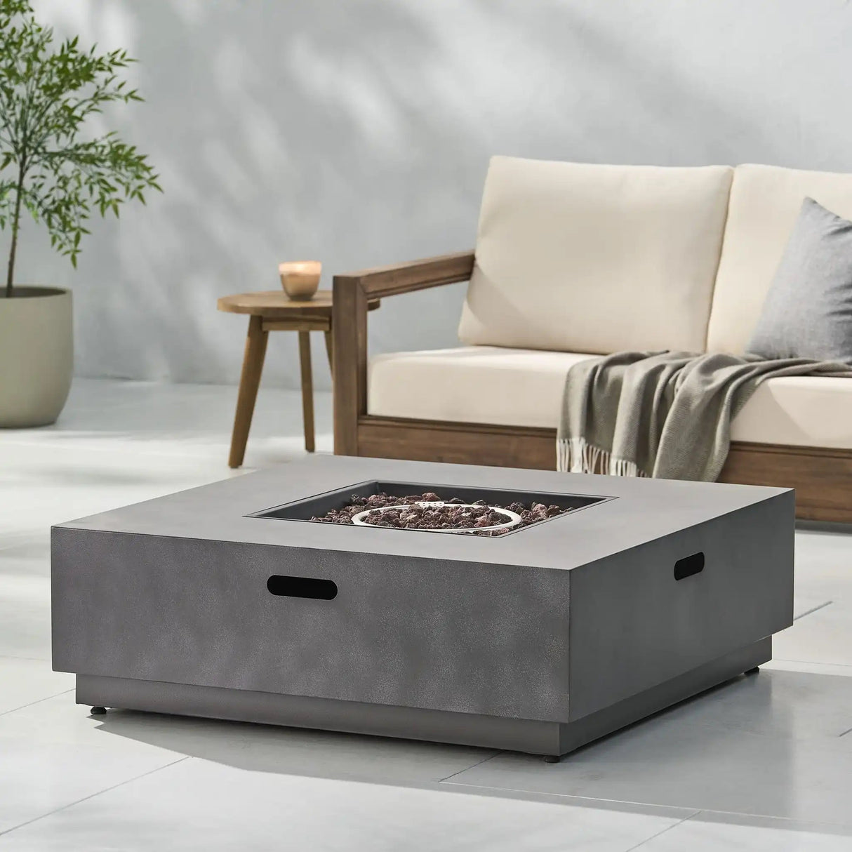Modern Square Fire Pit with 50,000 BTU