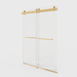 Frameless Double Sliding Soft-Close Shower Door, 3 / 8" (10Mm) Thick SGCC Tempered Glass Door, Matte