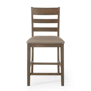 Farmhouse Upholstered Wood Counter Stools with Full Back - Black or Dark Brown