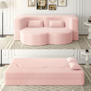 Convertible Foam-Filled Sleeper Sofa Bed With 2 Pillows
